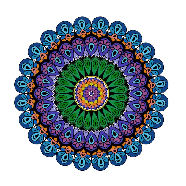 Arte de vector de mandala dibujado a mano colorido de lujo