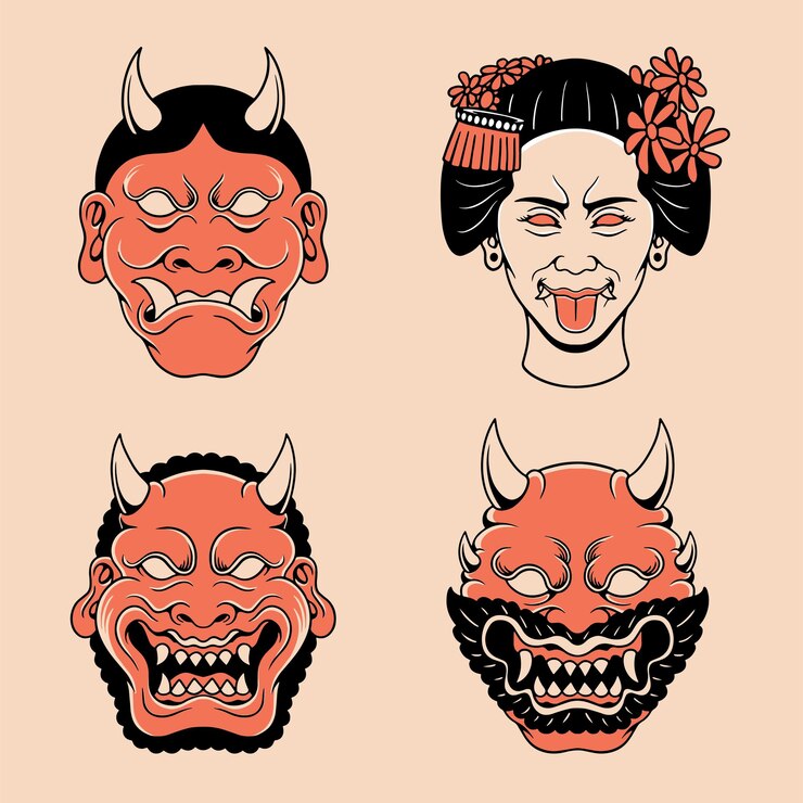 Vector arte de vector de máscara de demonio japonés