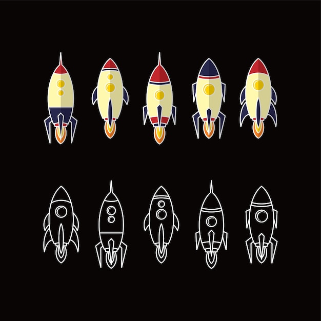 Arte del vector del tema del lanzamiento del cohete