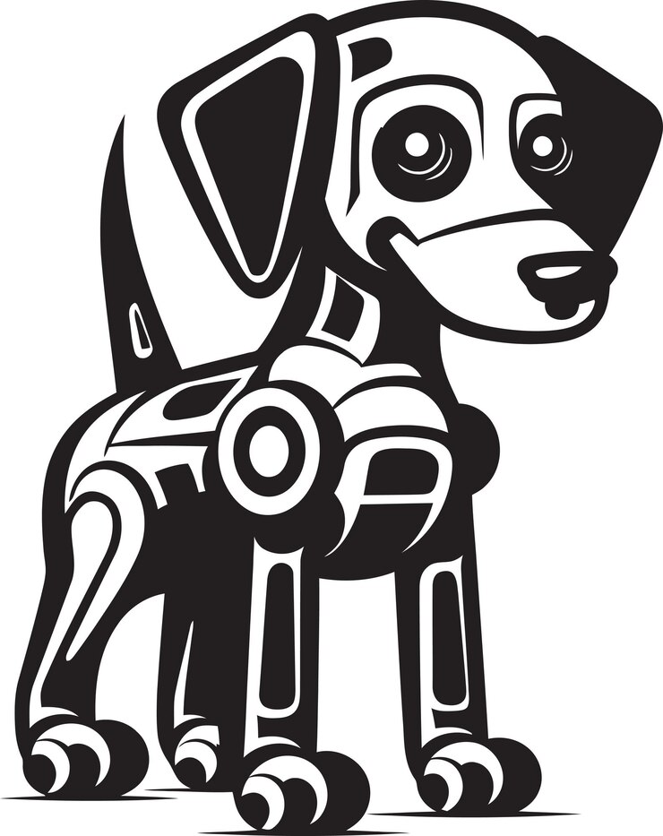 Vector arte vectorial de alta resolución de un logotipo de perro robot para la robótica de vanguardia y la tecnología digital