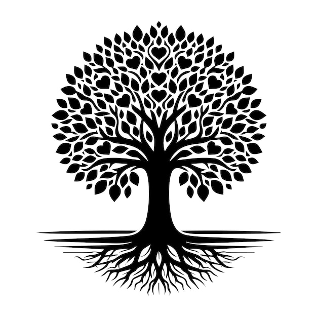Arte vectorial de árbol genealógico diseño en blanco y negro