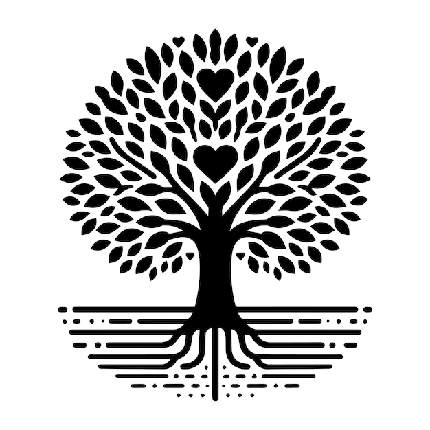 Arte vectorial de árbol genealógico diseño en blanco y negro