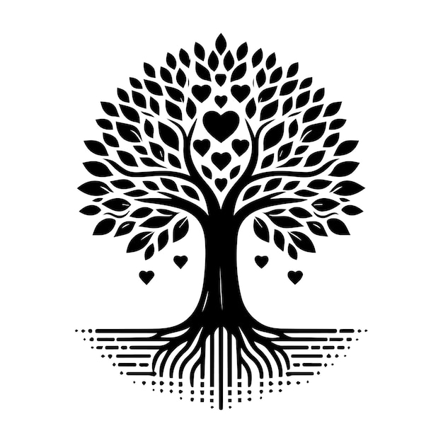Arte vectorial de árbol genealógico diseño en blanco y negro