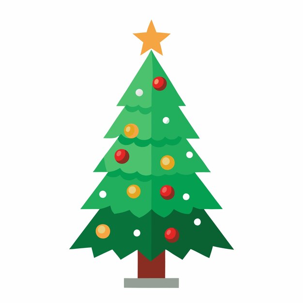 Arte vectorial de árbol de Navidad en fondo blanco