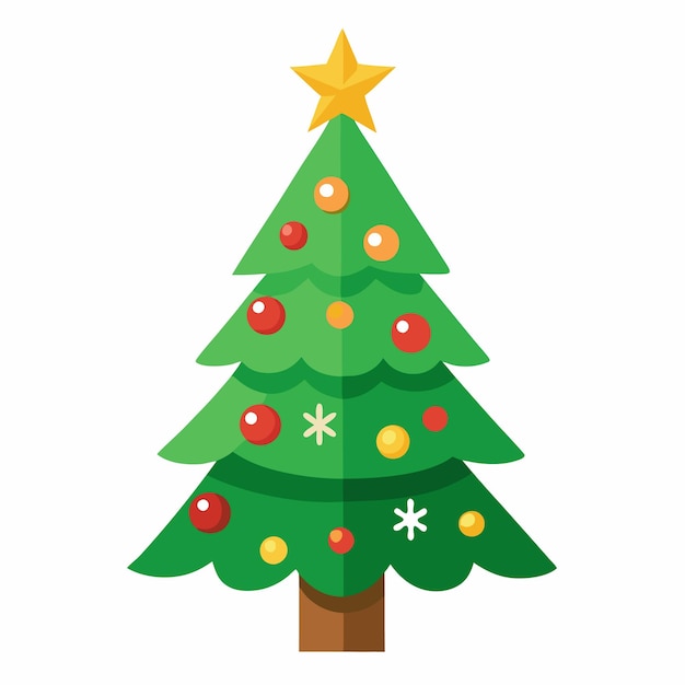 Arte vectorial de árbol de Navidad en fondo blanco