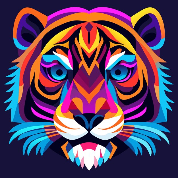 Arte vectorial de la cara del tigre felino extravagante