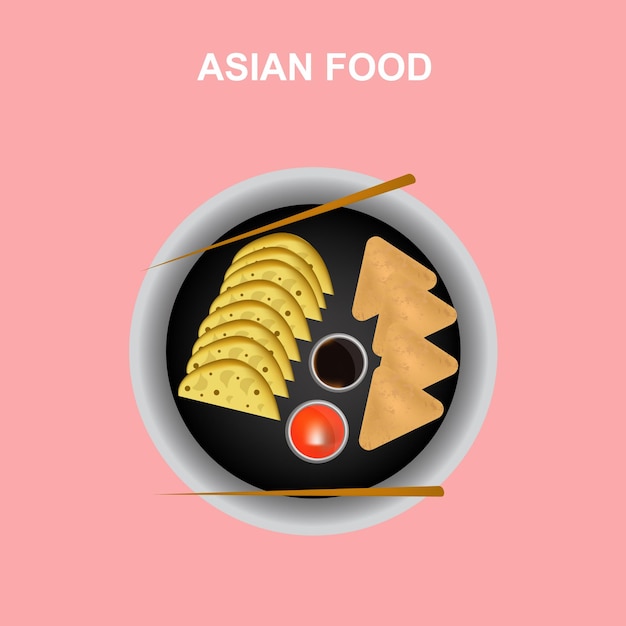 Arte vectorial de comida asiática