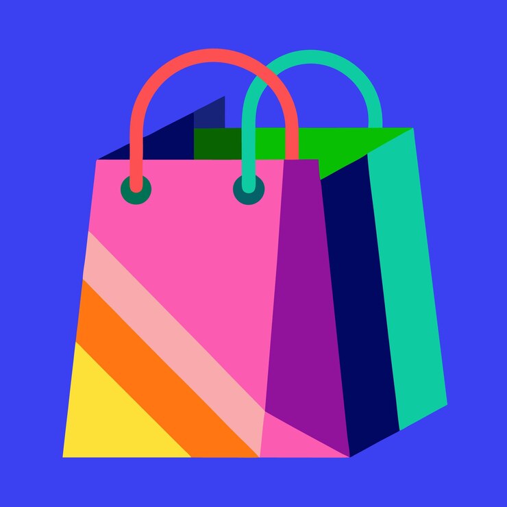Vector arte vectorial de compras moderno con diseño de bloques de color