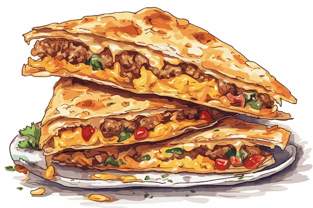 Vector arte vectorial conjunto de comida rápida acuarela calle comida rápida bebidas dulces panadería sándwiches pizza hamburguesa