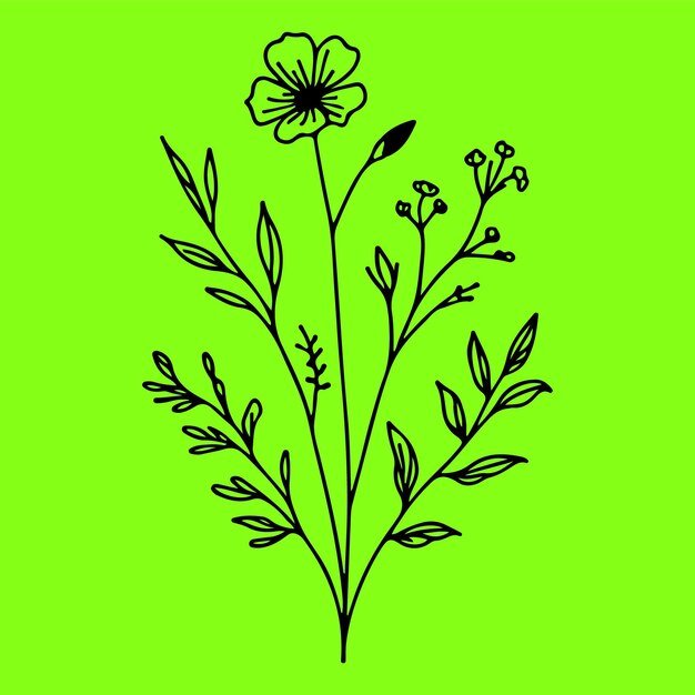 arte vectorial de contorno floral de una línea
