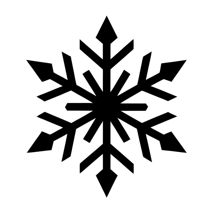 Arte vectorial de copos de nieve en blanco y negro