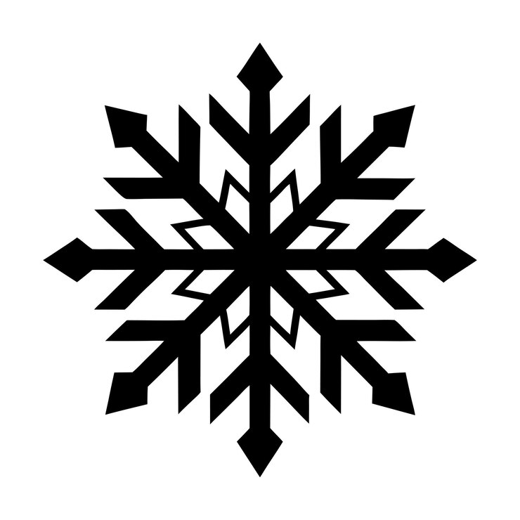 Arte vectorial de copos de nieve en blanco y negro