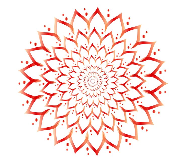 Arte vectorial de copos de nieve de corazón de gradiente rojo abstracto