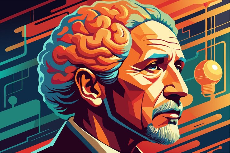 Vector arte vectorial del dibujo del cerebro humano arte plano minimalista abstracto