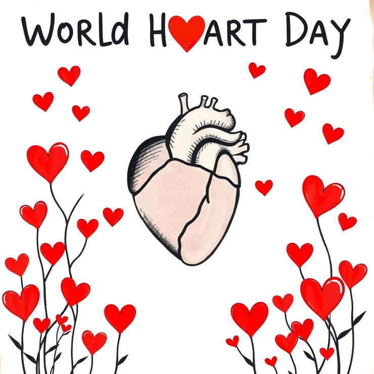 Arte vectorial Un dibujo de un corazón que dice Día Mundial del Corazón