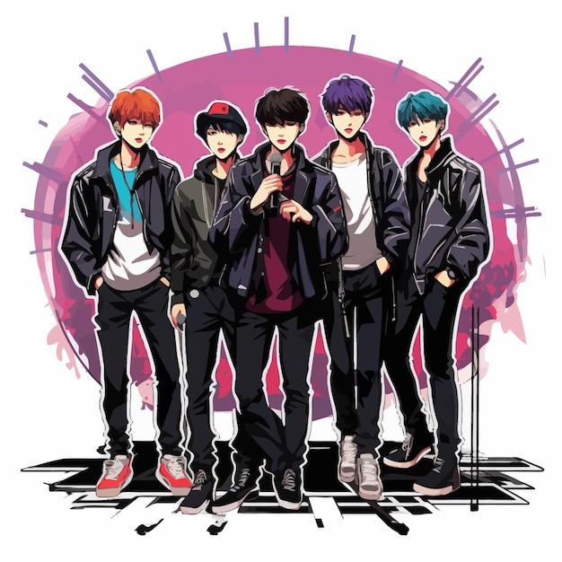 Vector arte vectorial de diseño de pegatinas kpop