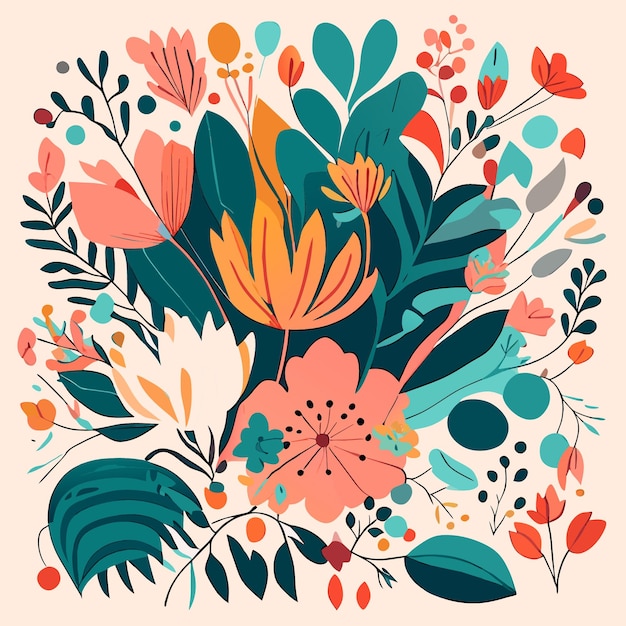 Arte vectorial de flores de inspiración floreciente en estilo plano