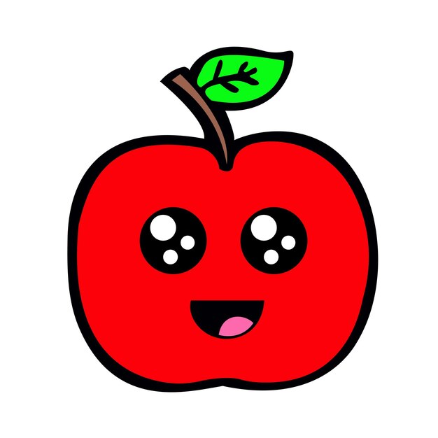 Un arte vectorial de frutas de manzana dulce en una ilustración de fondo blanco