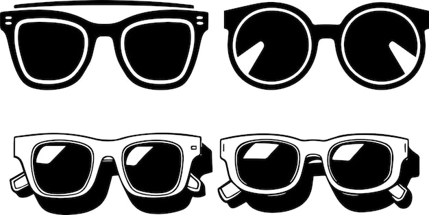 Arte vectorial de gafas de sol silueta en blanco y negro