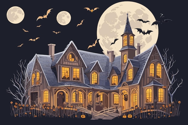 arte vectorial halloween bruja calabaza araña ilustración horror luz de una vela fondo espeluznante arte de murciélago