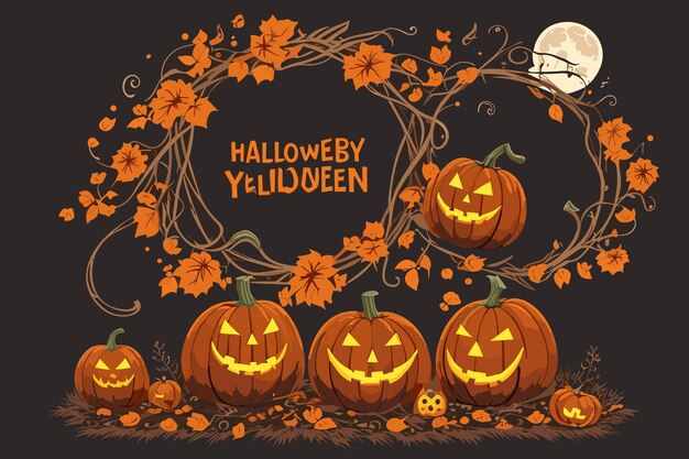 arte vectorial halloween bruja calabaza araña ilustración horror luz de una vela fondo espeluznante bat des