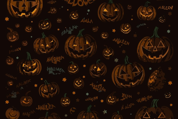 arte vectorial halloween bruja calabaza araña ilustración horror luz de una vela fondo espeluznante murciélago