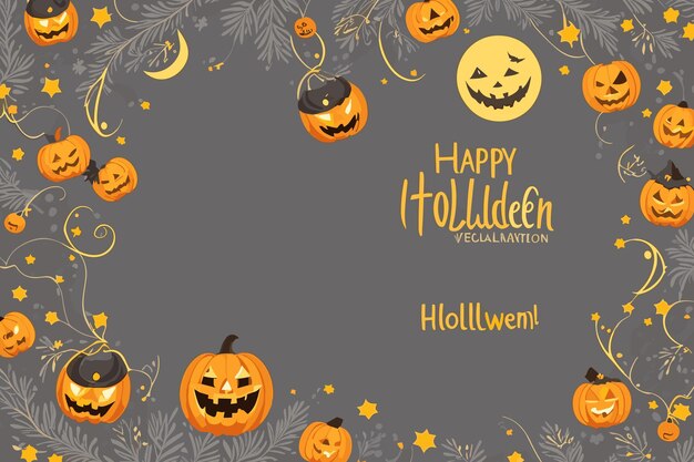 arte vectorial halloween bruja calabaza araña ilustración horror luz de una vela fondo espeluznante murciélago