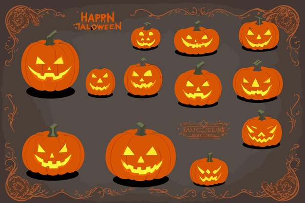 arte vectorial halloween bruja calabaza araña ilustración de terror luz de las velas espeluznante