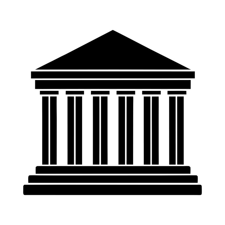 Arte vectorial de iconas de silueta de museo sobre un fondo blanco
