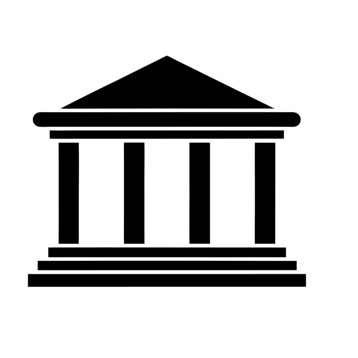 Arte vectorial de iconas de silueta de museo sobre un fondo blanco