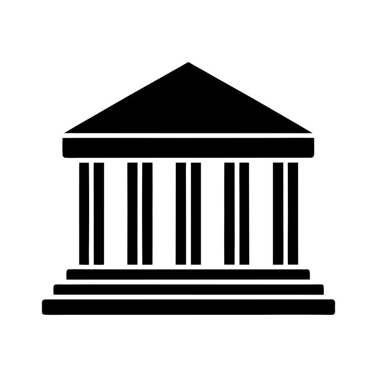 Arte vectorial de iconas de silueta de museo sobre un fondo blanco
