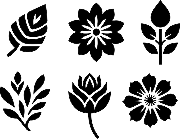 Vector el arte vectorial del icono de la flor ilustración de color negro 18