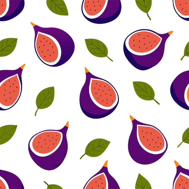 Arte vectorial y ilustración de patrones sin costuras de frutas de higo