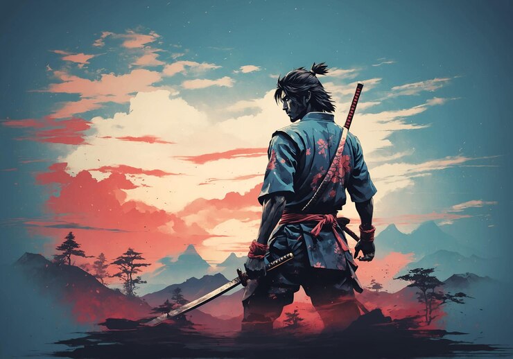 El arte vectorial japonés de los samuráis Ilustración de samuráis
