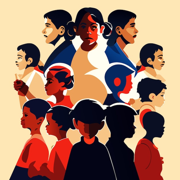 Arte vectorial de juventud multicultural