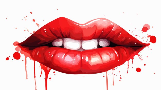 Arte vectorial de labios rojos antiguos para la ilustración de moda