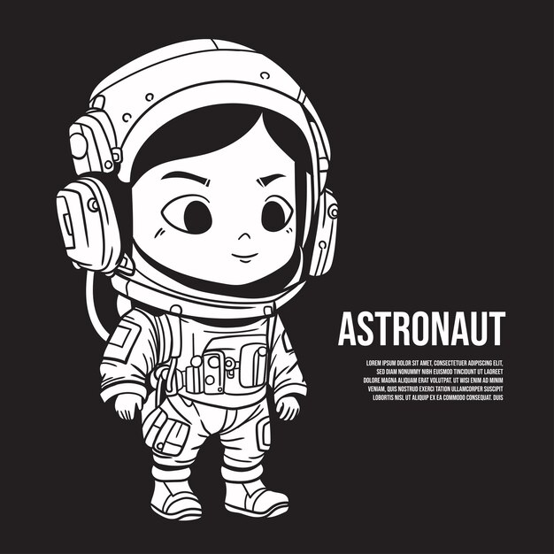 Arte vectorial Lindo chibi Astronauta