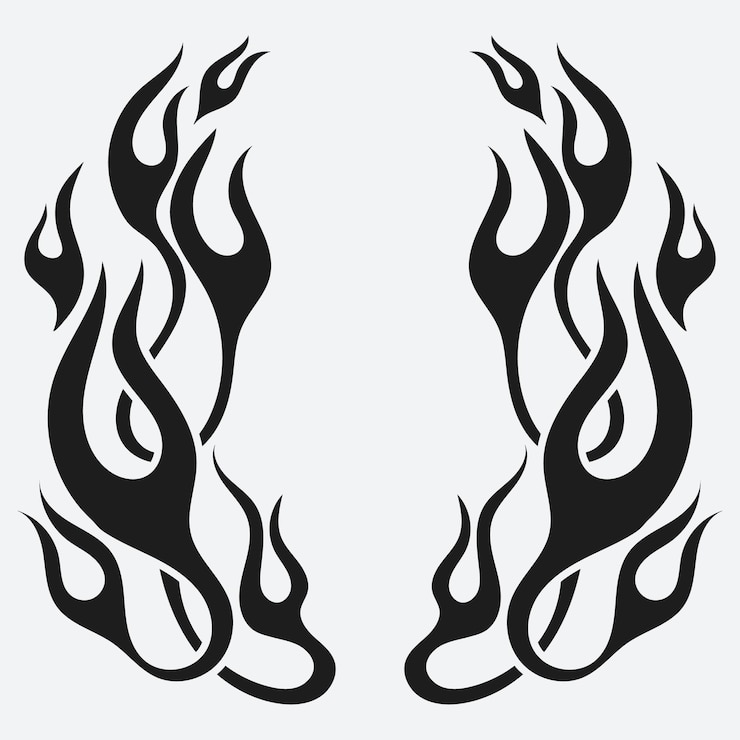Vector arte vectorial de llamas estilo tatuaje pintura de coches