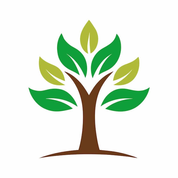 Arte vectorial de logotipo de árbol minimalista en fondo blanco