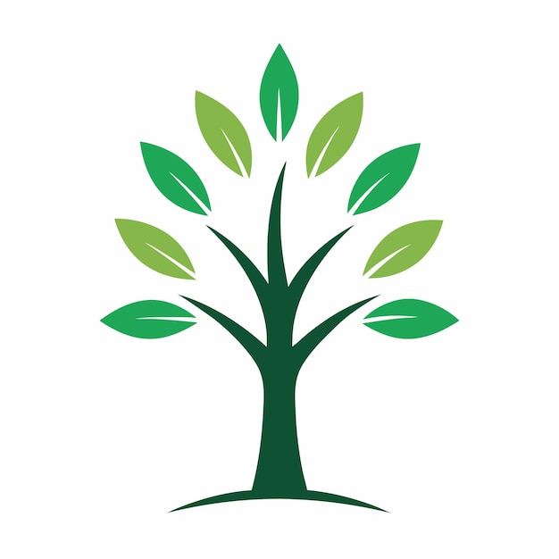 Arte vectorial de logotipo de árbol minimalista en fondo blanco