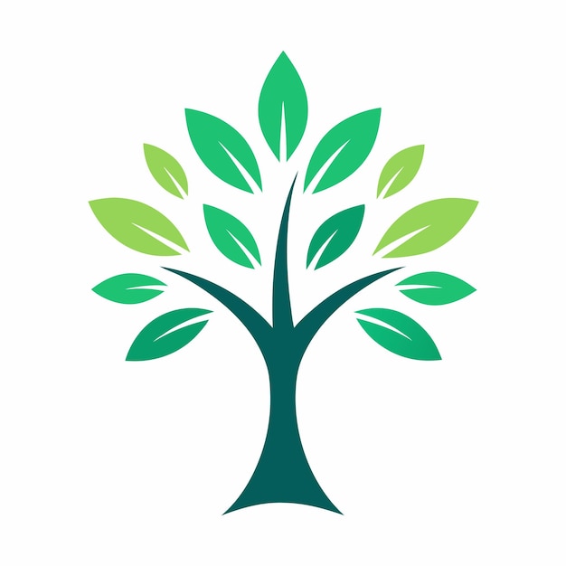 Arte vectorial de logotipo de árbol minimalista en fondo blanco