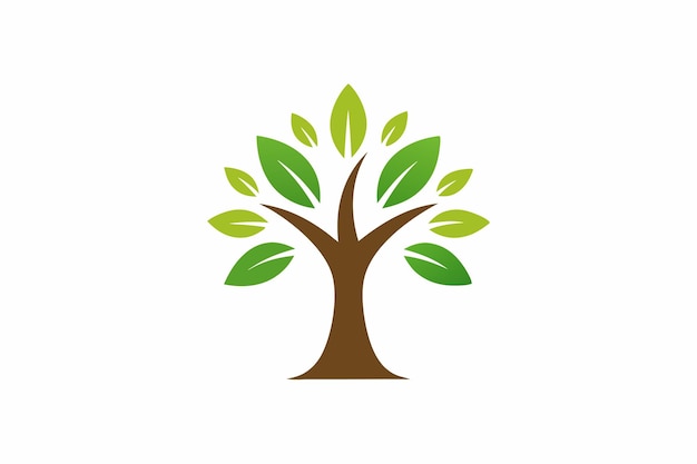 Arte vectorial de logotipo de árbol minimalista en fondo blanco