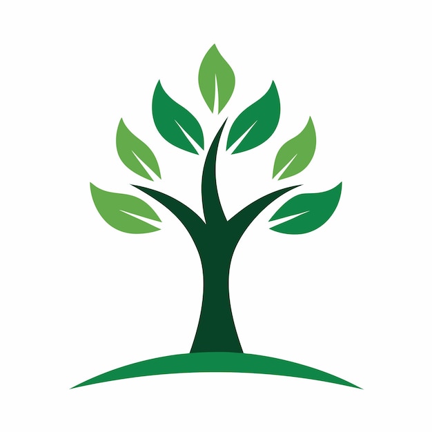 Arte vectorial de logotipo de árbol minimalista en fondo blanco
