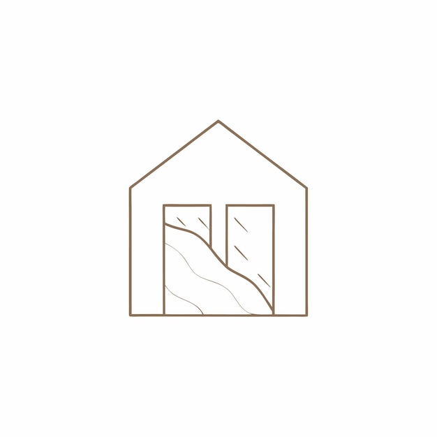 Arte vectorial del logotipo de la casa minimalista en fondo blanco