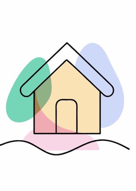 Arte vectorial del logotipo de la casa minimalista en fondo blanco