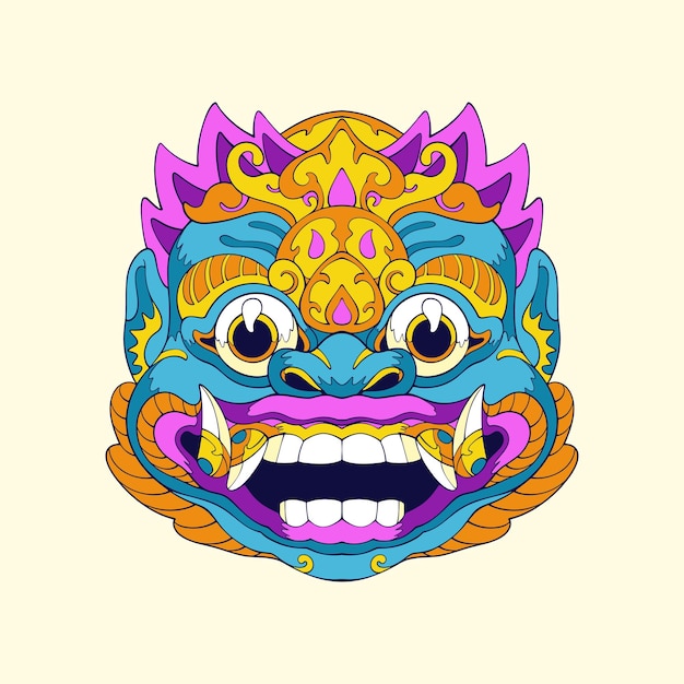 Arte vectorial de la máscara de barong balinés