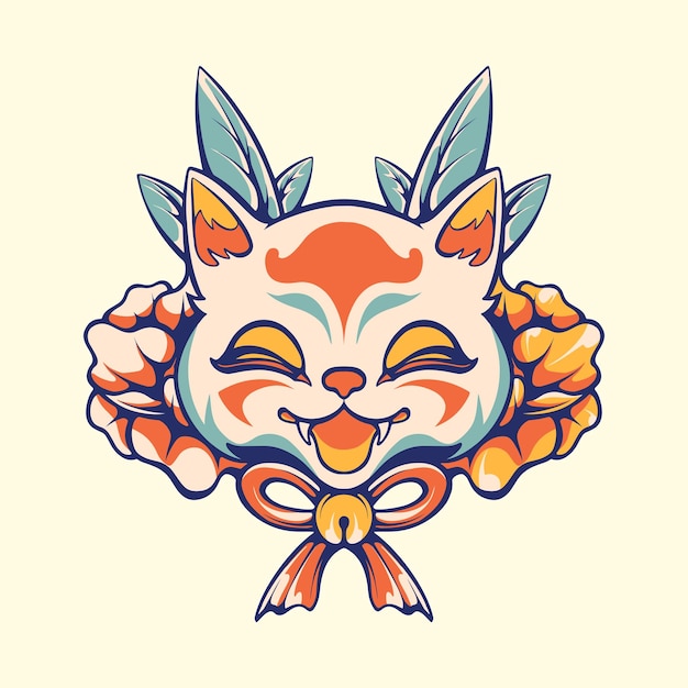 Vector arte vectorial de la máscara japonesa kitsune