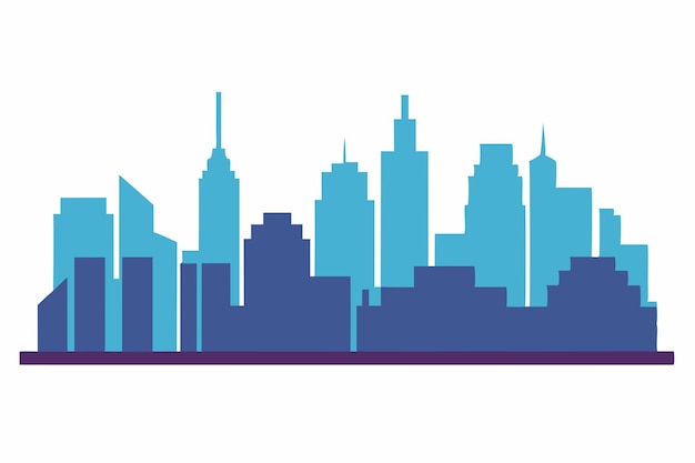 Arte vectorial minimalista del horizonte de la ciudad sobre un fondo blanco