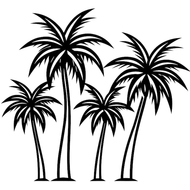 Arte vectorial de palmeras atractivo y elegante sobre un fondo blanco