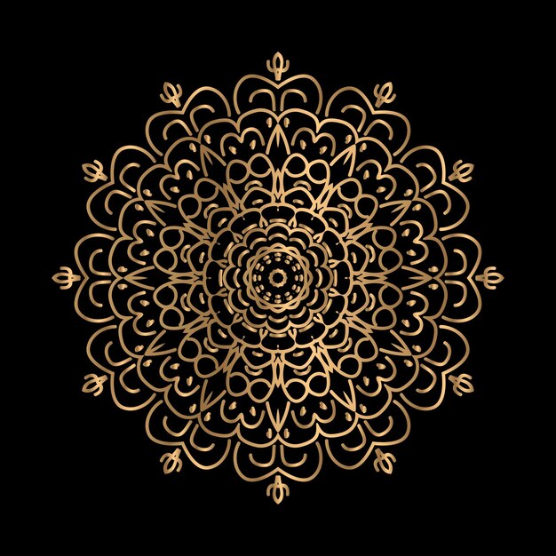 Arte vectorial de patrón circular en forma de mandala para decoración Henna Mehndi estilo étnico oriental ilustración decorativa color dorado